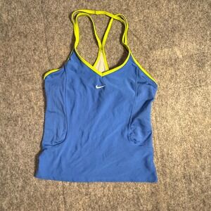 Nike Girls Dri-Fit Racerback Tank Top Blue Yellow Athletic Size Medium 8/10
